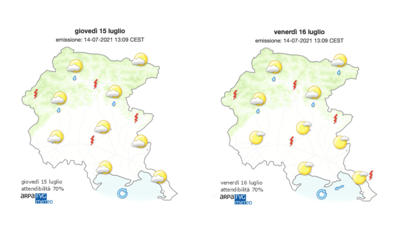 Immagine per Nuvole e venti di brezza sul Goriziano, possibili nuovi piogge